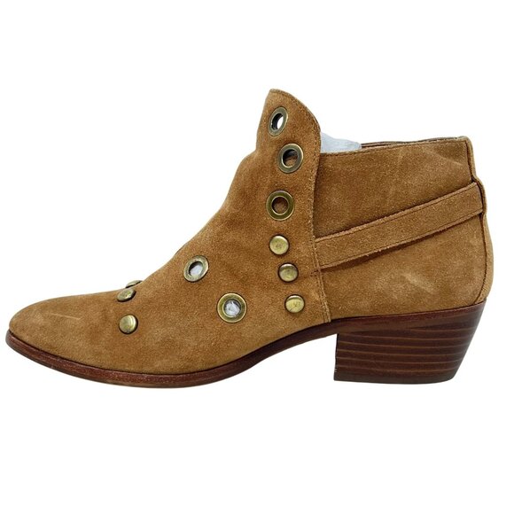 Sam Edelman Pedra Womens Tan Suede Leather Ankle Boots Grommets  Buckle  7 READ - Picture 6 of 13